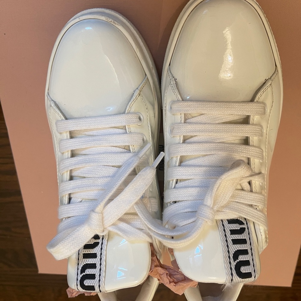 MiuMiu  White Sneakers with Crystals on Soles